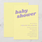 Invitation Fête de bébé rétro jaune pastel mignon moderne (Devant / Derrière)