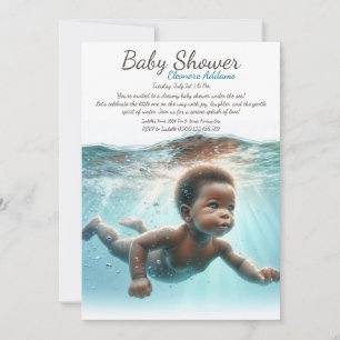Invitation Fête de bébé : Rêves de bébé nageant sous l'eau