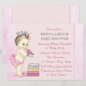 Invitation Fête de bébé rose Bring a Book (Devant / Derrière)
