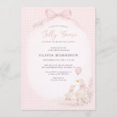 Invitation Fête de Bébé Rose et Vichy Poulet Rigolo (Devant)