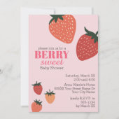 Invitation Fête de Bébé Rose Fruité Douce Baie de Fraise (Devant)
