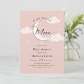 Invitation Fête de Bébé Rose Lune Fantaisiste (Debout devant)