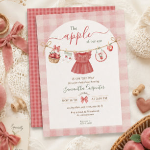 Invitation Fête de bébé rose poussiéreuse L'Apple Of Our Eye