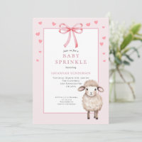 Fête de bébé rose poussiéreux avec nœud et agneau 