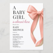 Invitation Fête de Bébé Rose Tout en Un (Devant)