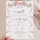 Invitation Fête de Bébé Ruban Rose