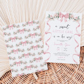 Invitation Fête de Bébé Ruban Rose