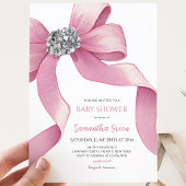 Invitation Fête de Bébé Ruban Rose