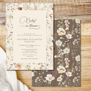 Invitation Fête de bébé Rustique Baby in Bloom Fleurs sauvage
