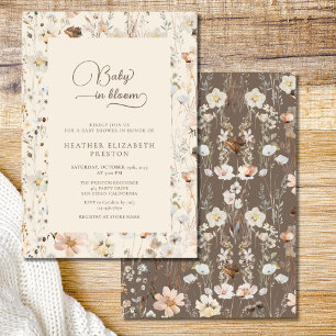 Invitation Fête de bébé Rustique Baby in Bloom Fleurs sauvage