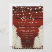 Invitation Fête de Bébé Rustique Bébé Il Fait Froid Dehors (Devant)