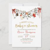 Invitation Fête de Bébé Rustique Florale d'Hiver Joyeuse (Devant)
