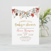 Invitation Fête de Bébé Rustique Florale d'Hiver Joyeuse (Debout devant)