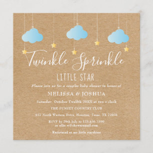Invitation Fête de Bébé Rustique Petite Étoile Scintillante S