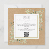 Invitation Fête de Bébé Rustique Vert Neutral Tout En Un (Dos)
