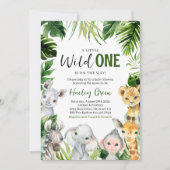 Invitation Fête de bébé Safari Jungle Verdure (Devant)