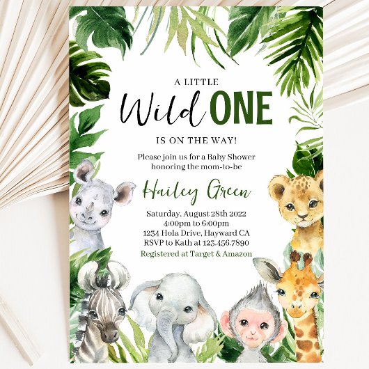 Invitation Fête de bébé Safari Jungle Verdure