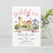Invitation Fête de Bébé Safari Jungle Wild One (Debout devant)