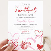 Invitation Fête de bébé Saint-Valentin avec un nœud rose