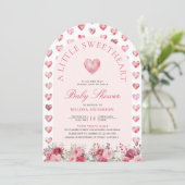 Invitation Fête de bébé Saint-Valentin Cœurs Roses Rouges (Debout devant)