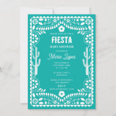 Invitation Fête de bébé sarcelle Fiesta florale traditionnell (Devant)
