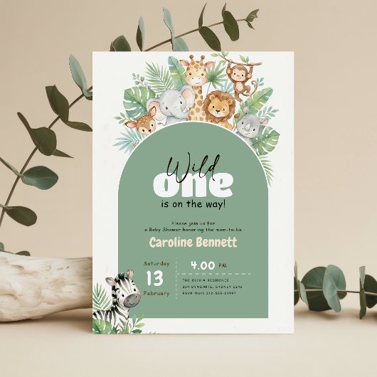Invitation Fête de Bébé Sauvage Moderne
