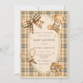 Invitation Fête de bébé 'Serving up Love' thème plaid marron (Devant)