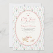 Invitation Fête de Bébé Silly Goose Coquette Rose à Points (Devant)