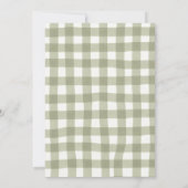 Invitation Fête de bébé Silly Goose Dusty Green Gingham Flora (Dos)