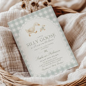Invitation Fête de Bébé Silly Goose Neutral Arch Vert Gingham