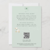 Invitation Fête de Bébé Silly Goose sur Gingham Vert en Liber (Dos)