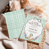 Invitation Fête de bébé Silly Goose Vert Gingham Neutre