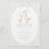Invitation Fête de bébé Silly Goose Vert Sauge (Devant)