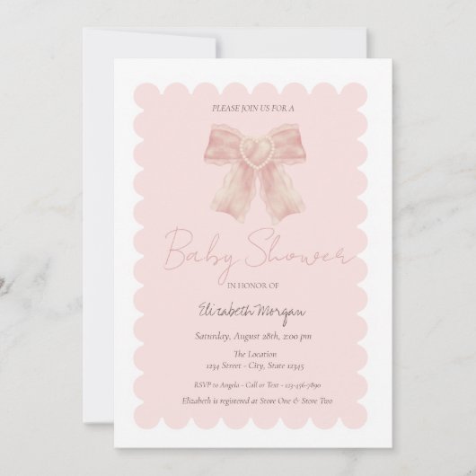 Invitation Fête de Bébé Simple Arc-en-Ciel Rose à l'Aquarelle (Devant)