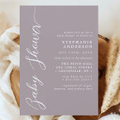 Invitation Fête de Bébé Simple Moderne Écriture Lavande Pouss