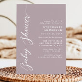 Invitation Fête de Bébé Simple Moderne Écriture Lavande Pouss