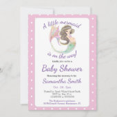 Invitation Fête de bébé sirène marron clair thème paillettes (Devant)