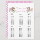 Invitation Fête de bébé sirène marron rose graphique de table (Devant / Derrière)