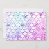 Invitation Fête de Bébé Sirène Moderne Rose Violet Pailleté (Dos)