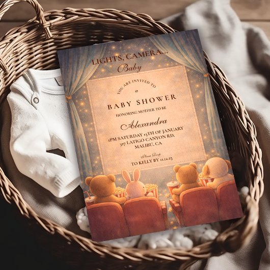 Invitation Fête de bébé soirée cinéma à la maison