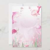 Invitation Fête de bébé sous la mer Rose (Dos)