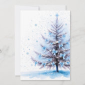 Invitation Fête de bébé sous l'arbre de Noël bleu (Dos)