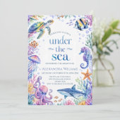 Invitation Fête de bébé Sous Les Mers Océan Animaux (Debout devant)
