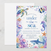 Invitation Fête de bébé Sous Les Mers Océan Animaux (Devant / Derrière)