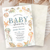 Invitation Fête de bébé sous l'océan thème neutre pour garçon