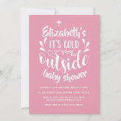 Invitation Fête de Bébé / Sprinkle Rose Froid à l'Extérieur (Devant)