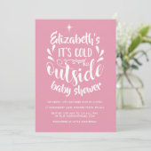 Invitation Fête de Bébé / Sprinkle Rose Froid à l'Extérieur (Debout devant)