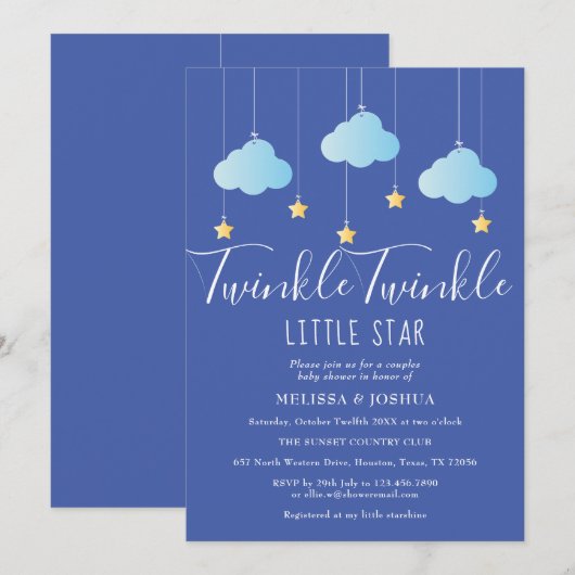 Invitation Fête de bébé / Sprinkle Twinkle Twinkle Little Sta (Devant / Derrière)