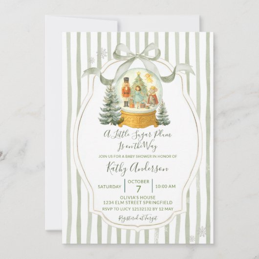 Invitation Fête de bébé Sugar Plum Noël Vert Hiver (Devant)