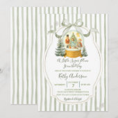 Invitation Fête de bébé Sugar Plum Noël Vert Hiver (Devant / Derrière)